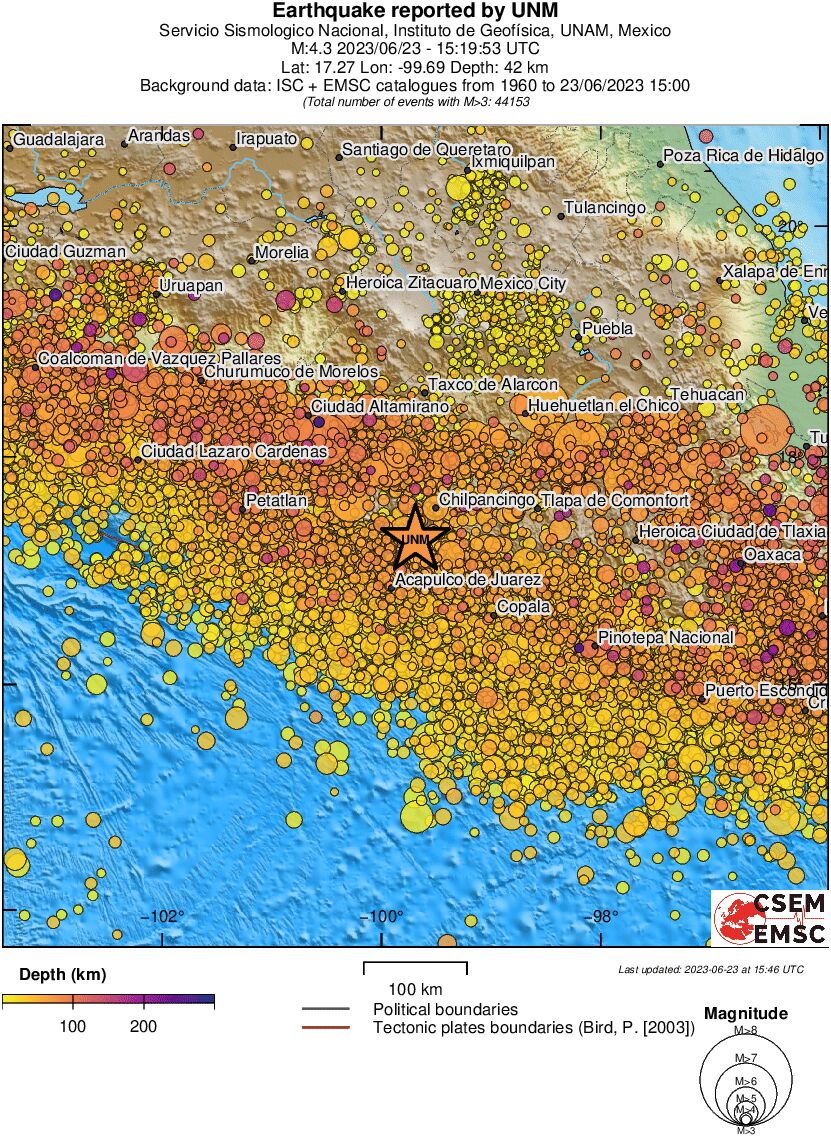 regional depth historical seismicity