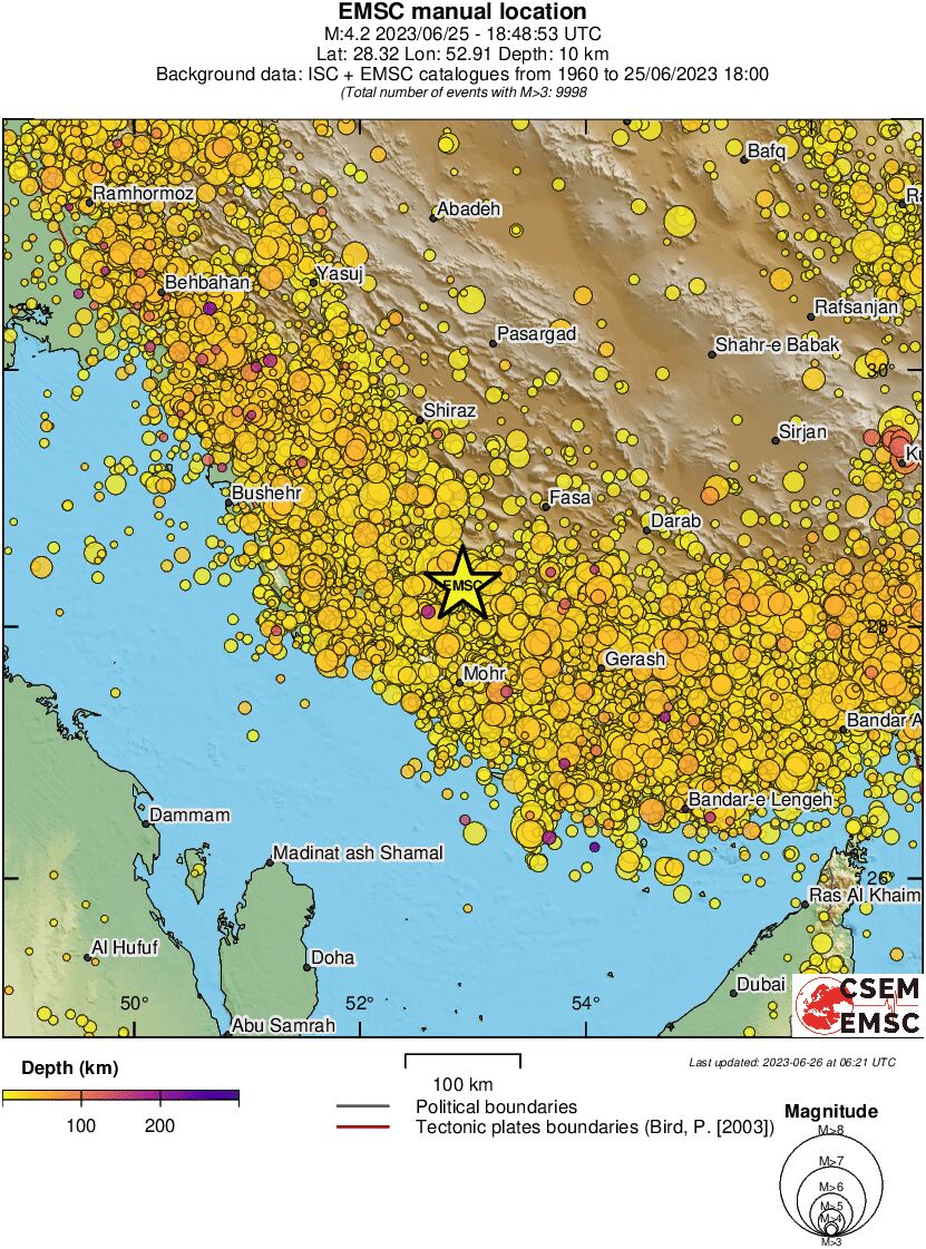 regional depth historical seismicity