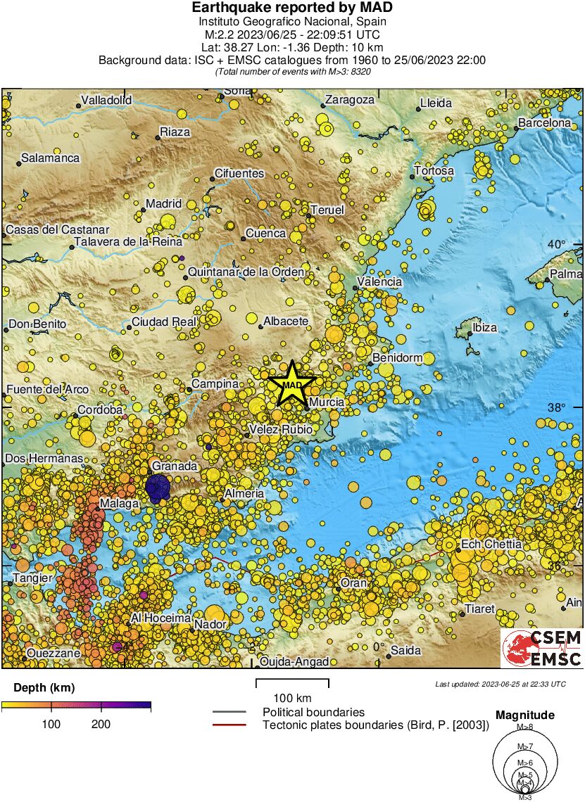 regional depth historical seismicity