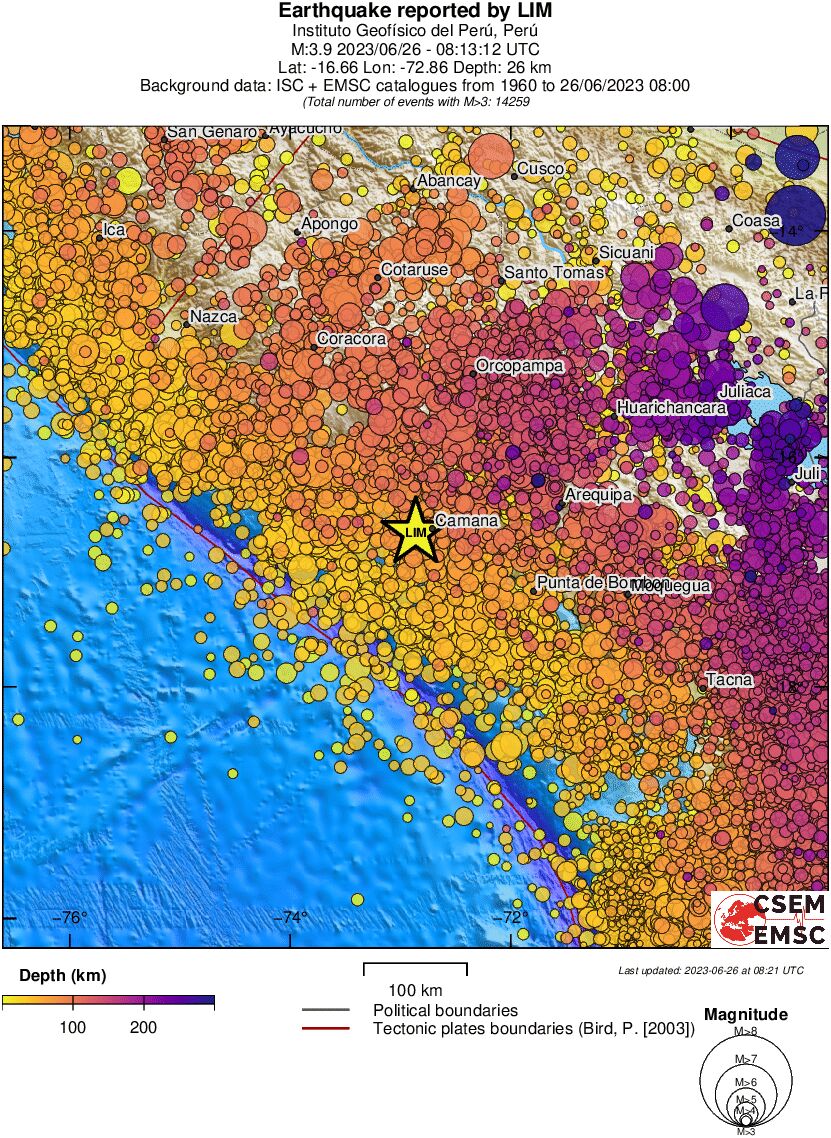 regional depth historical seismicity