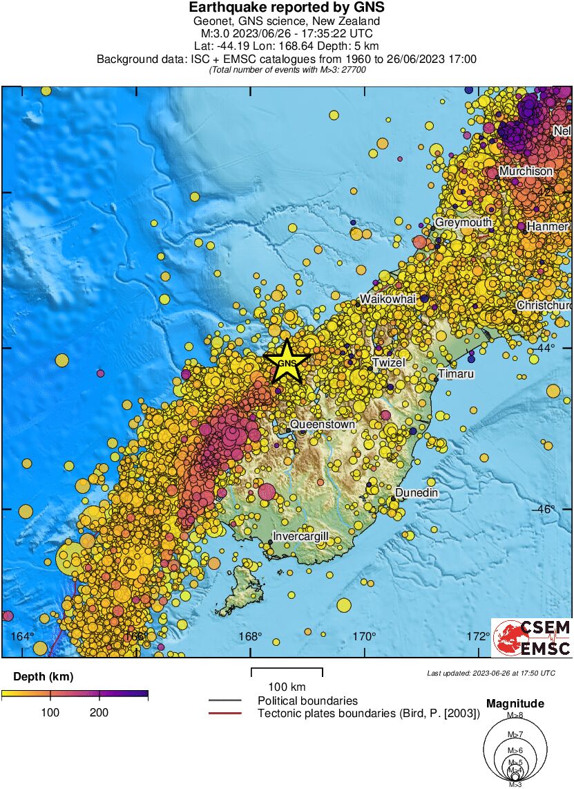 regional depth historical seismicity