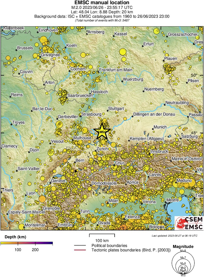 regional depth historical seismicity