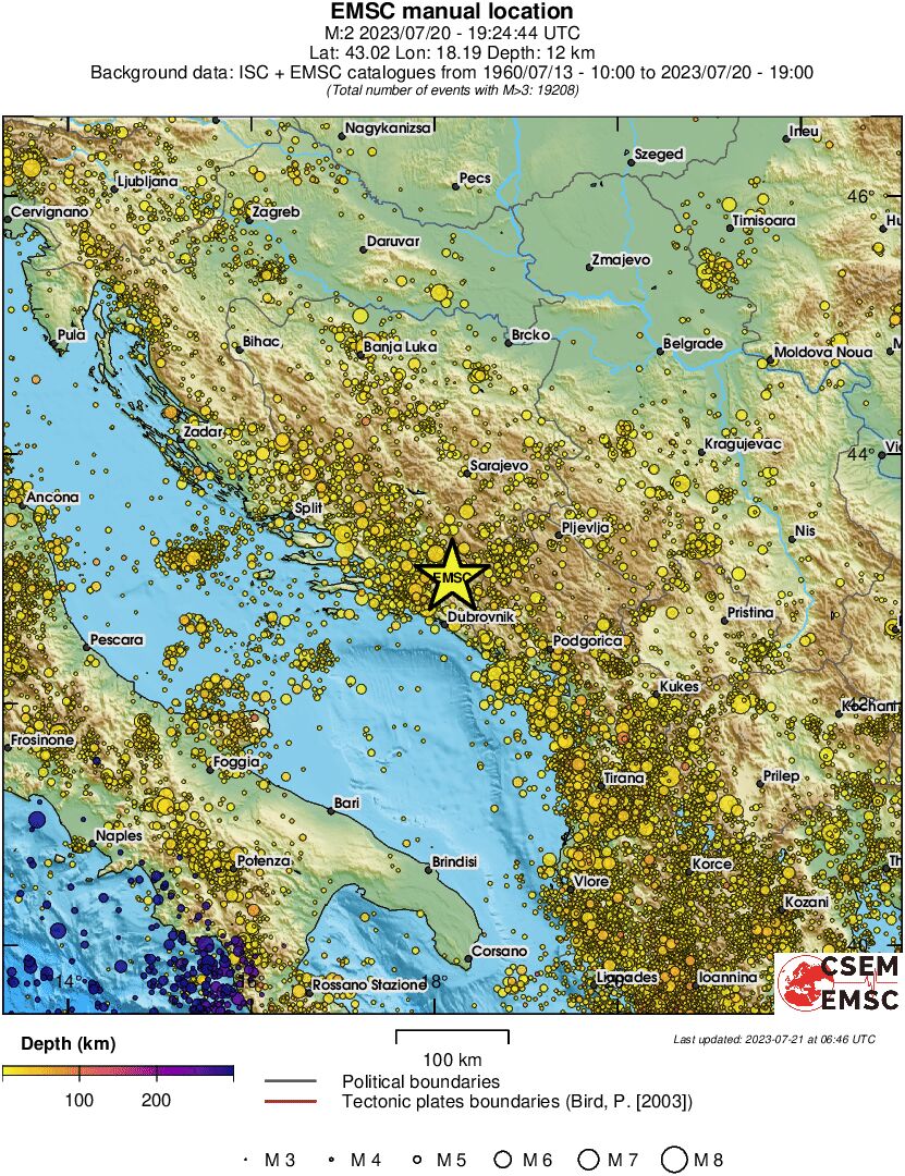 regional depth historical seismicity
