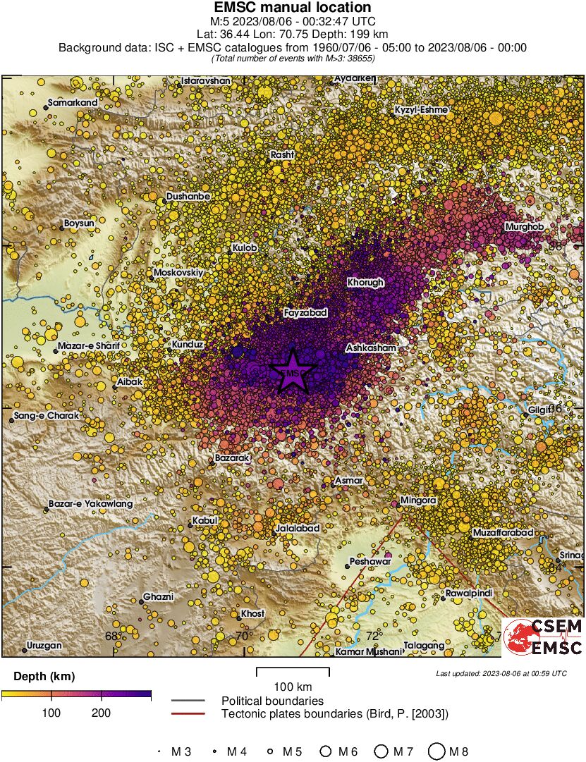 regional depth historical seismicity