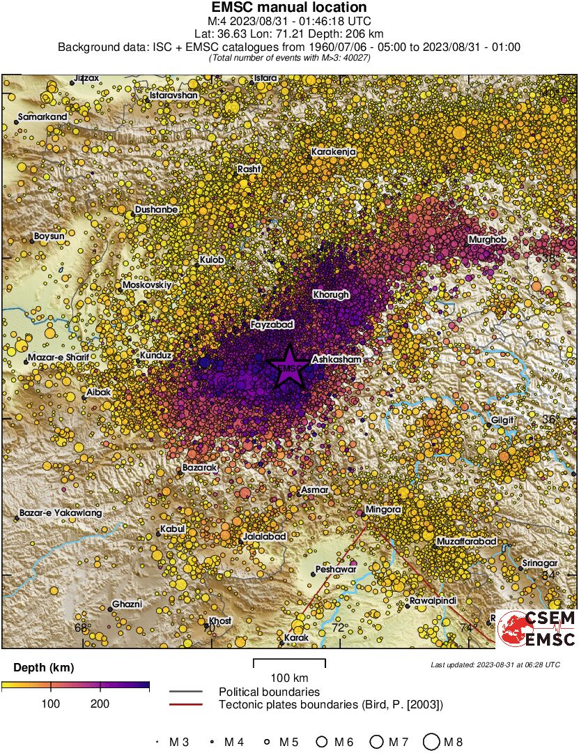 regional depth historical seismicity