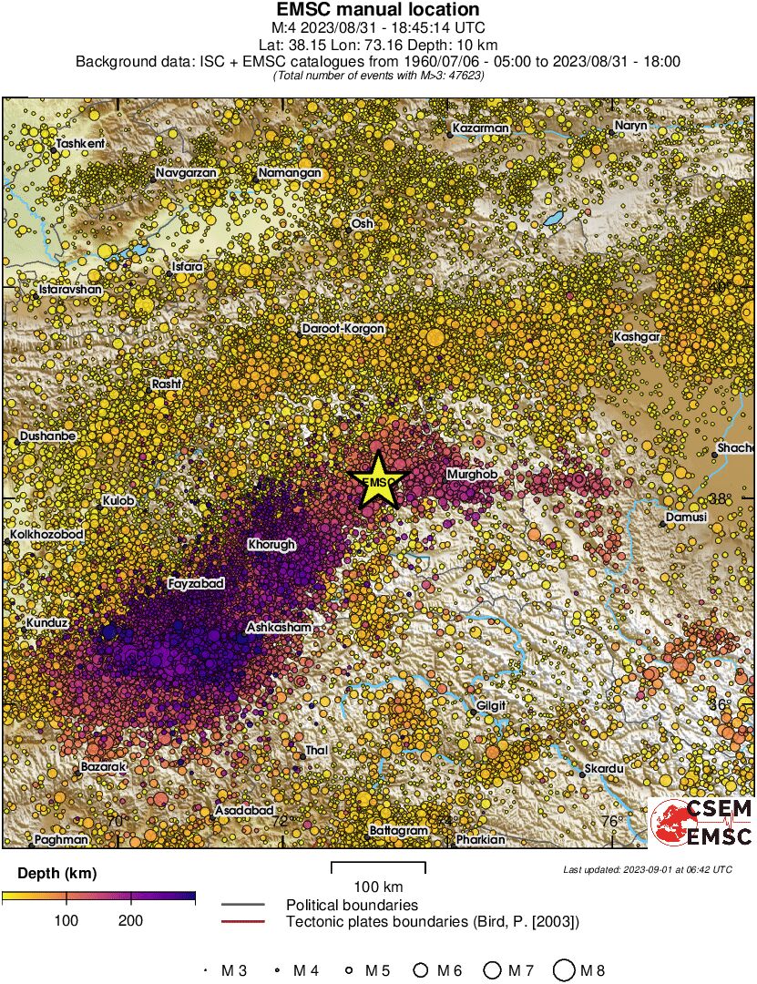 regional depth historical seismicity