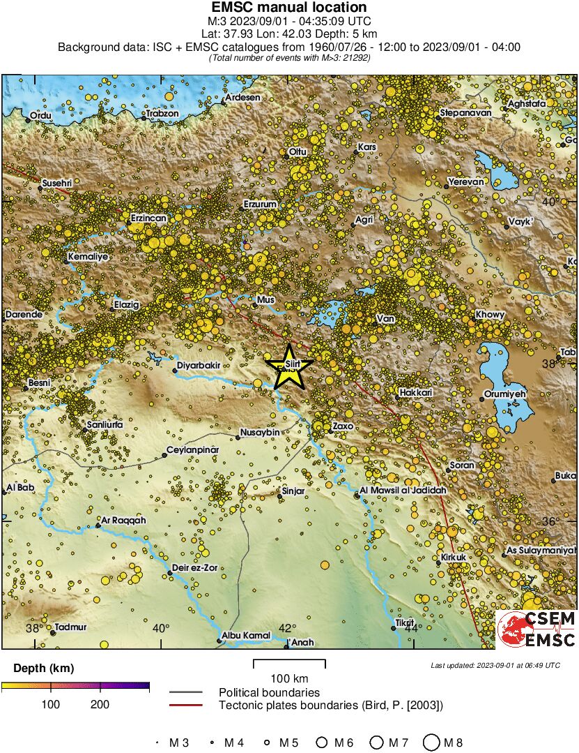 regional depth historical seismicity