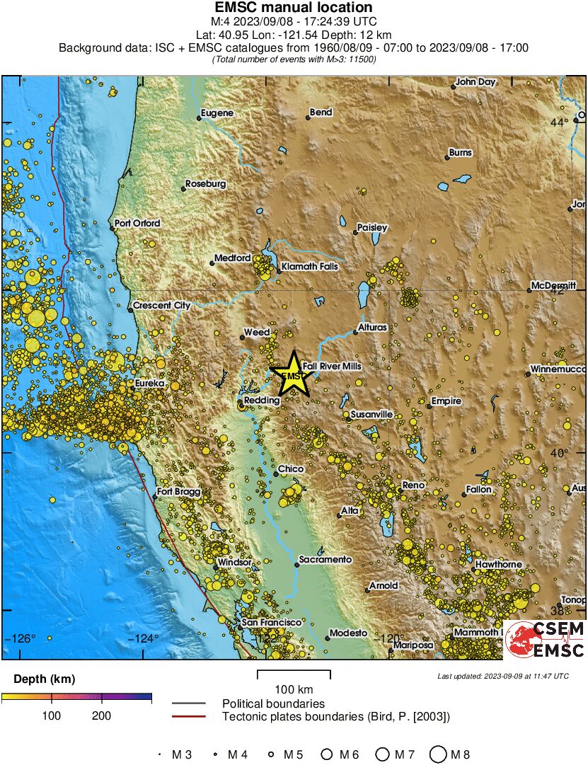 regional depth historical seismicity
