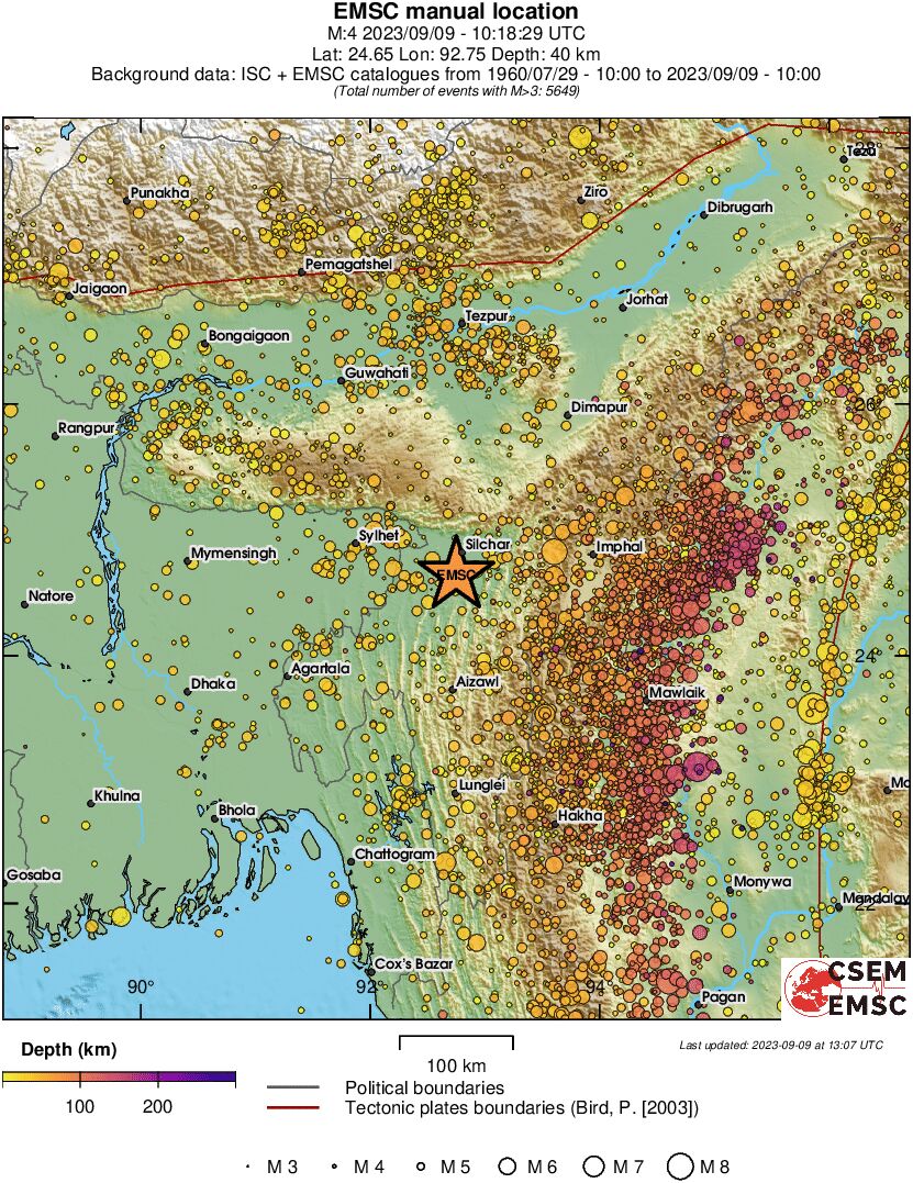 regional depth historical seismicity