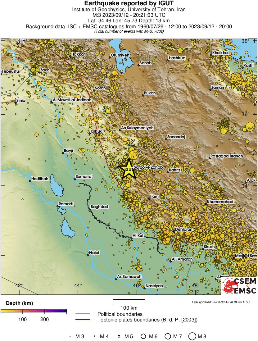 regional depth historical seismicity