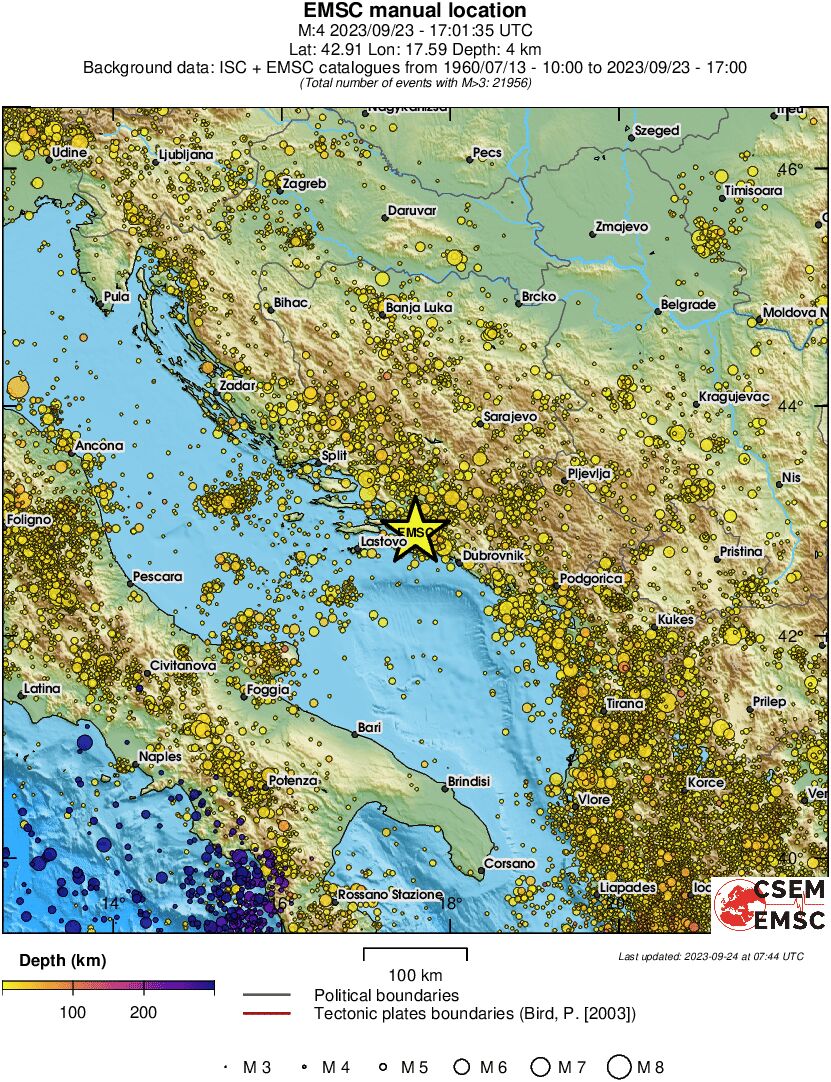 regional depth historical seismicity