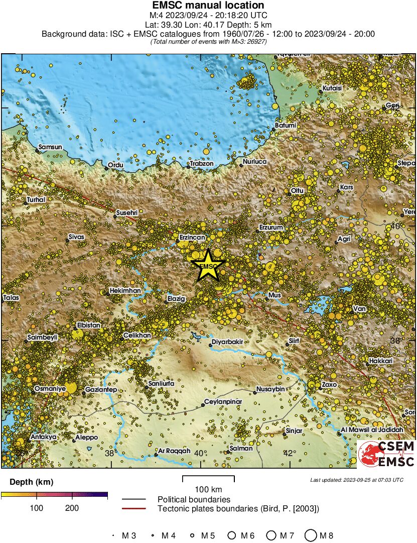 regional depth historical seismicity