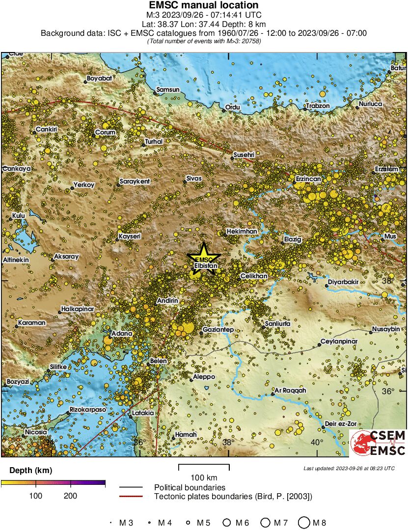 regional depth historical seismicity