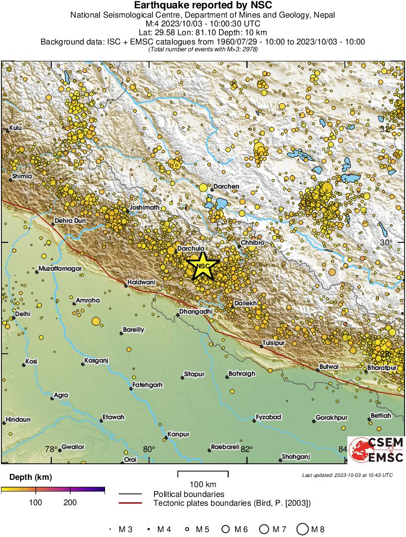 regional depth historical seismicity