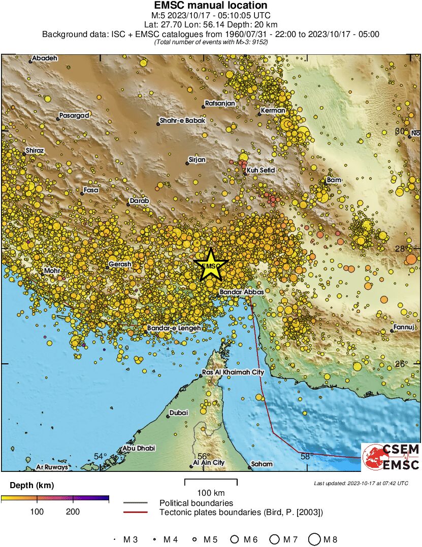 regional depth historical seismicity