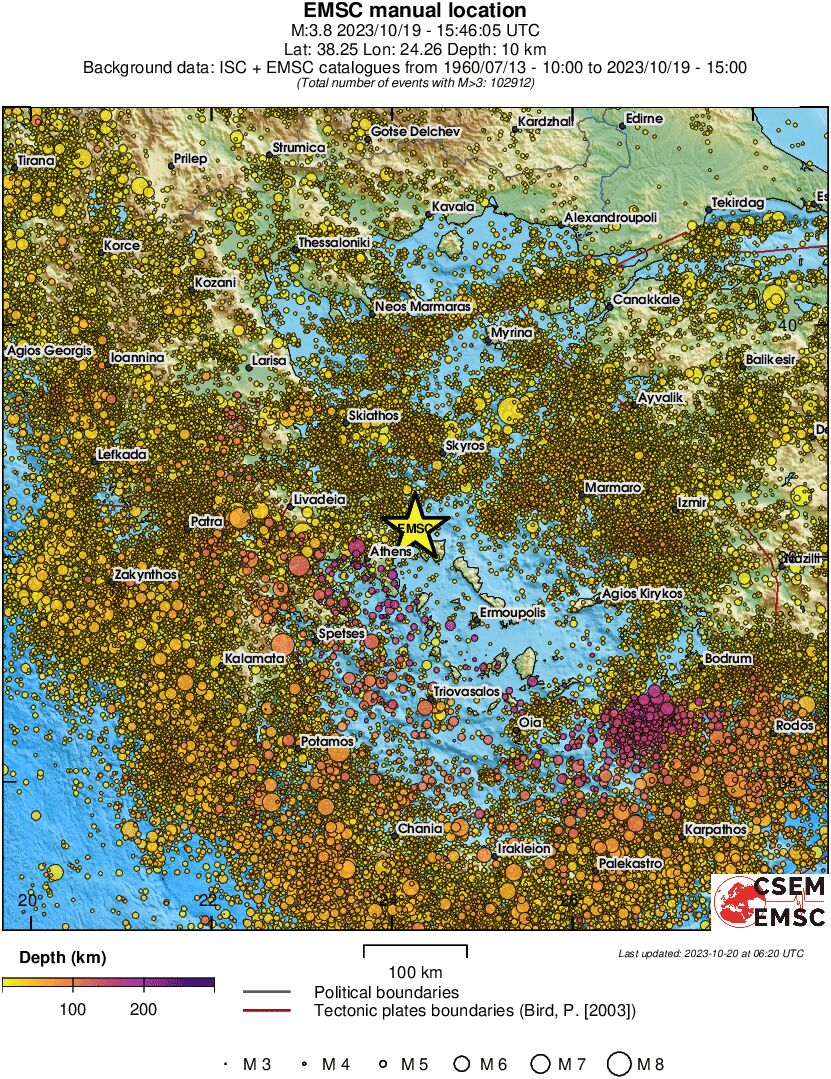 regional depth historical seismicity