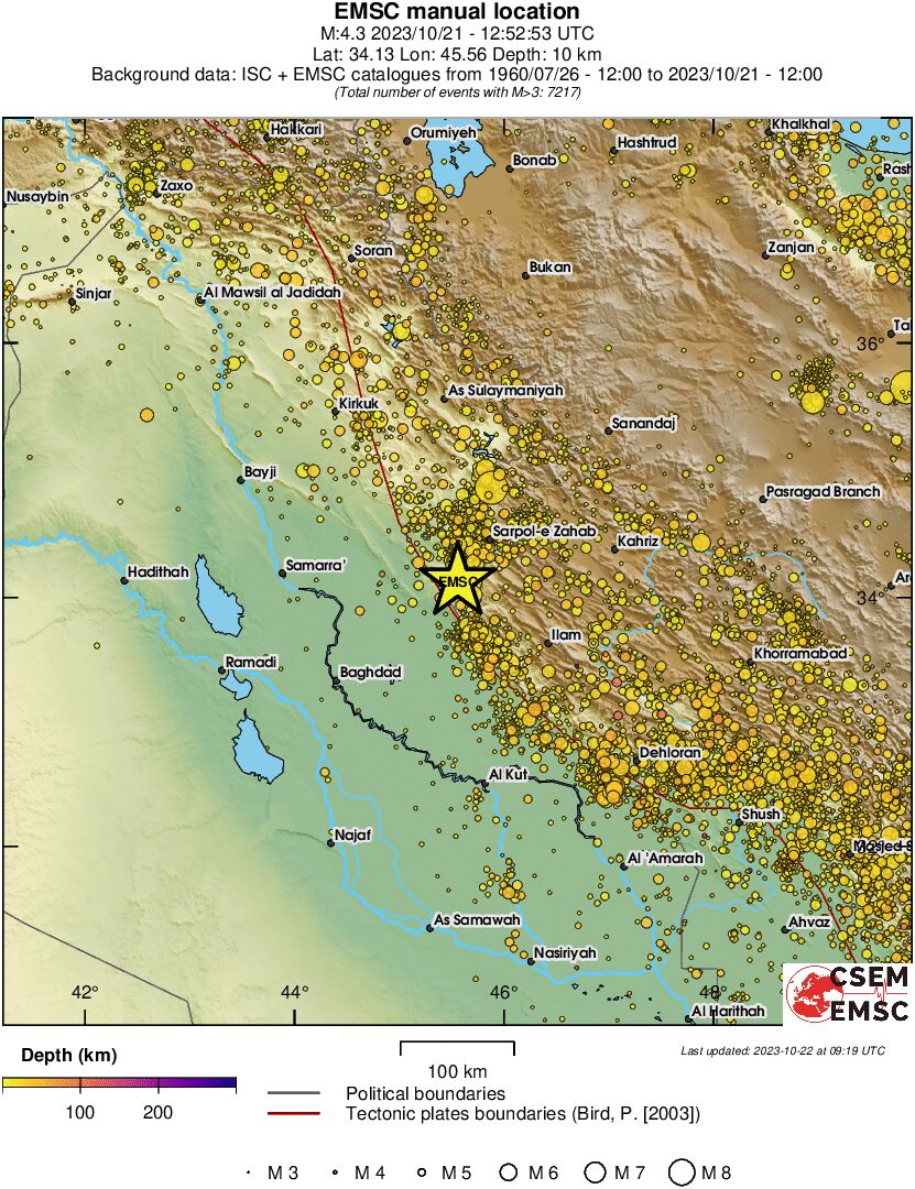 regional depth historical seismicity