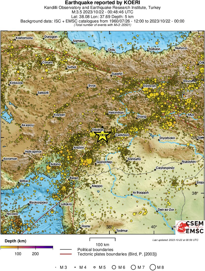regional depth historical seismicity