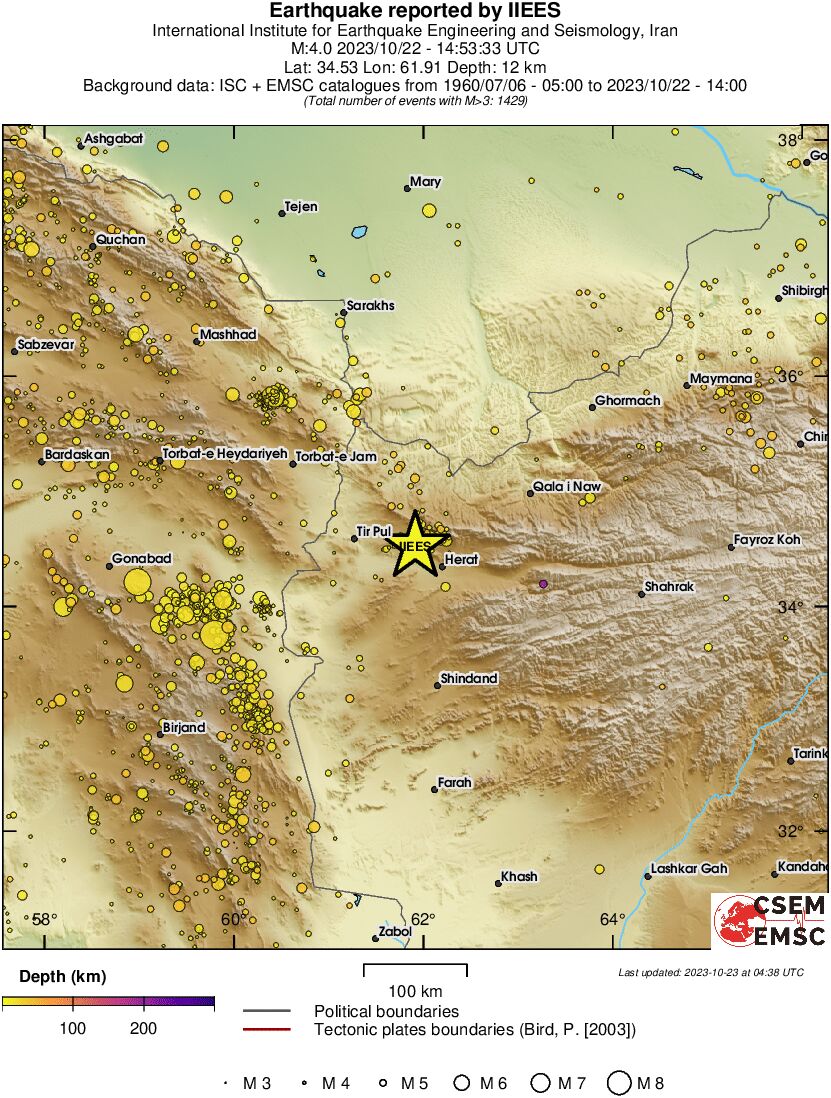regional depth historical seismicity