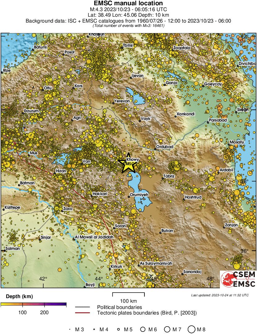 regional depth historical seismicity