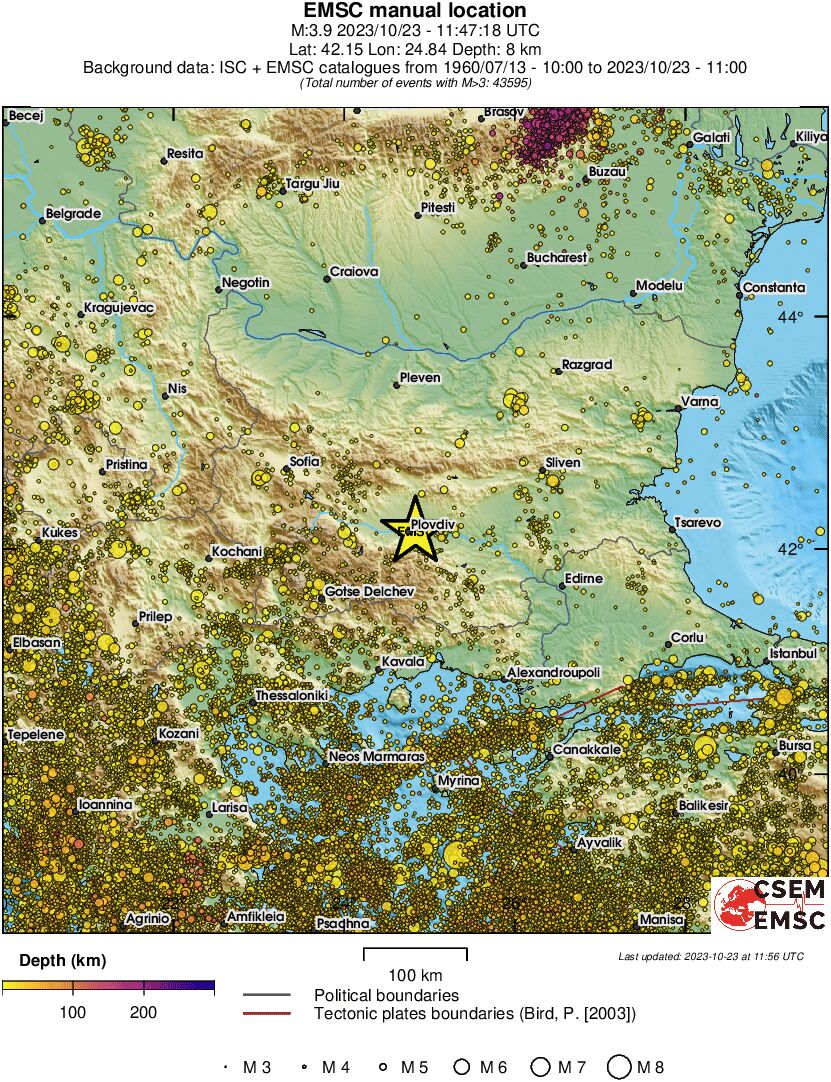regional depth historical seismicity