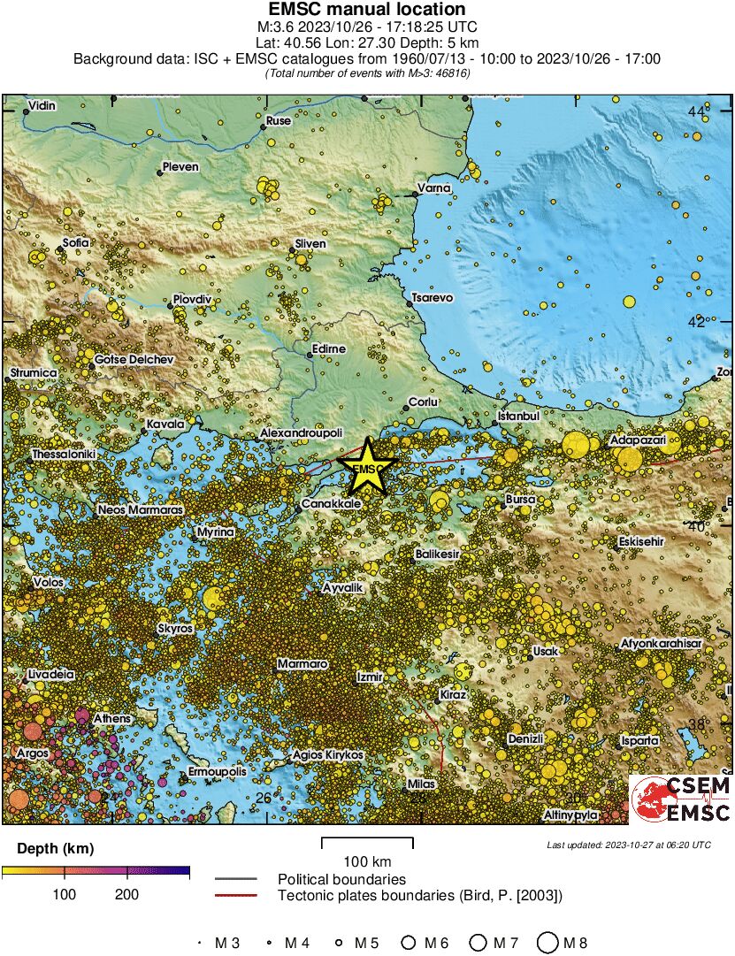regional depth historical seismicity