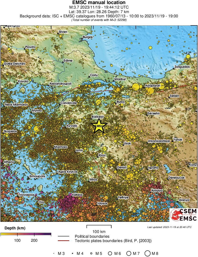 regional depth historical seismicity