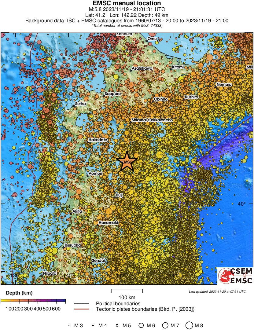 regional depth historical seismicity