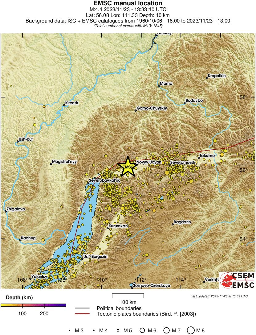 regional depth historical seismicity