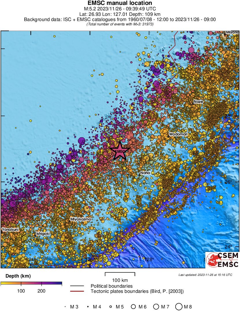 regional depth historical seismicity