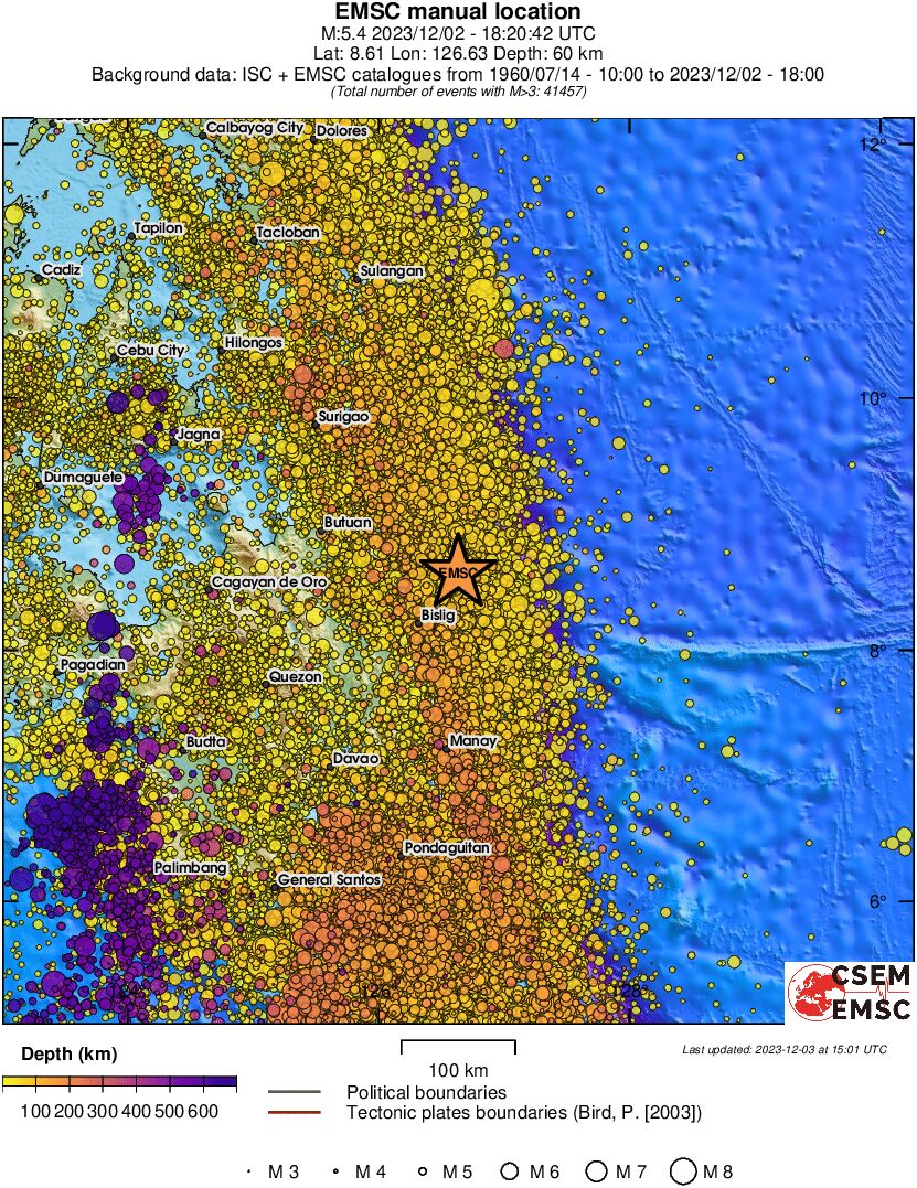 regional depth historical seismicity