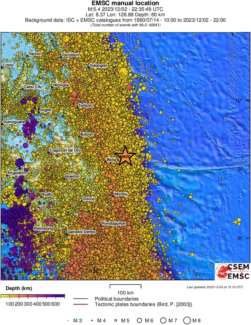 regional depth historical seismicity
