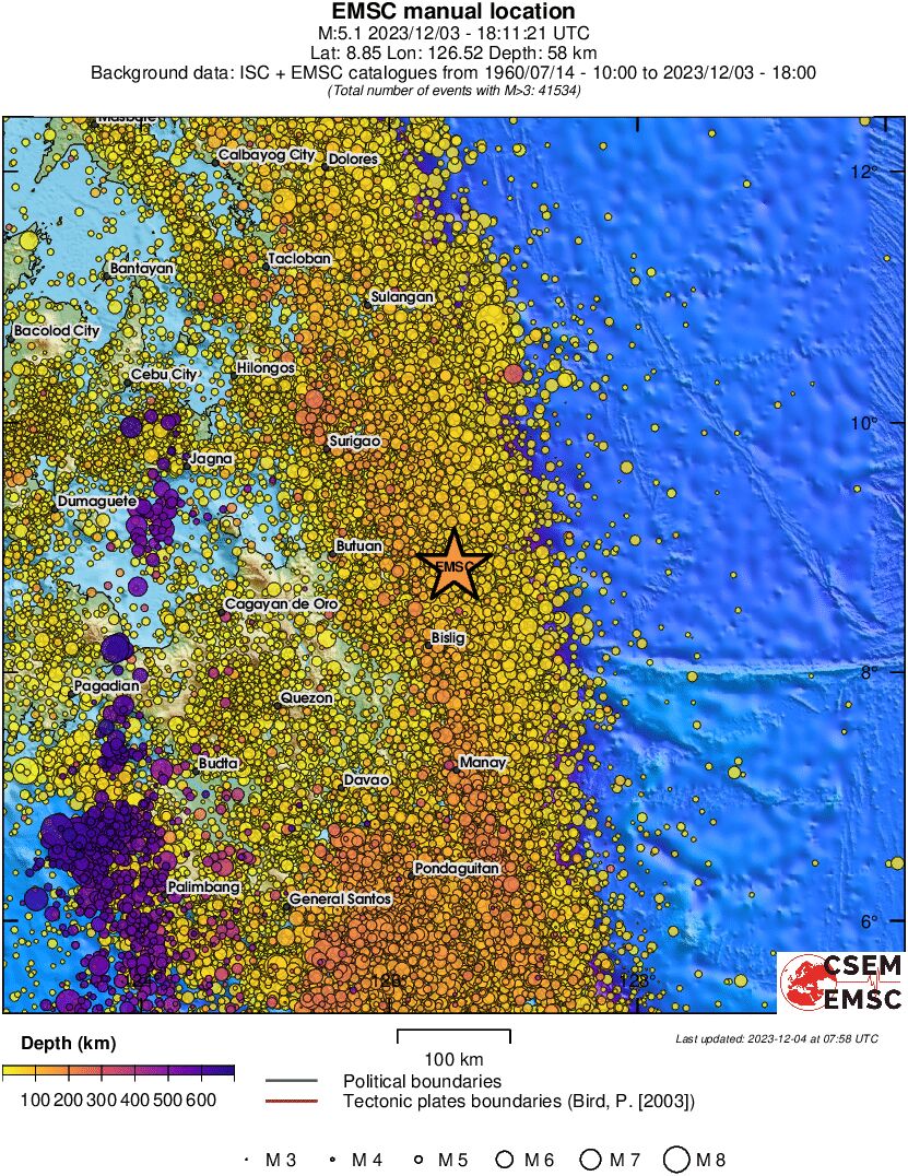 regional depth historical seismicity