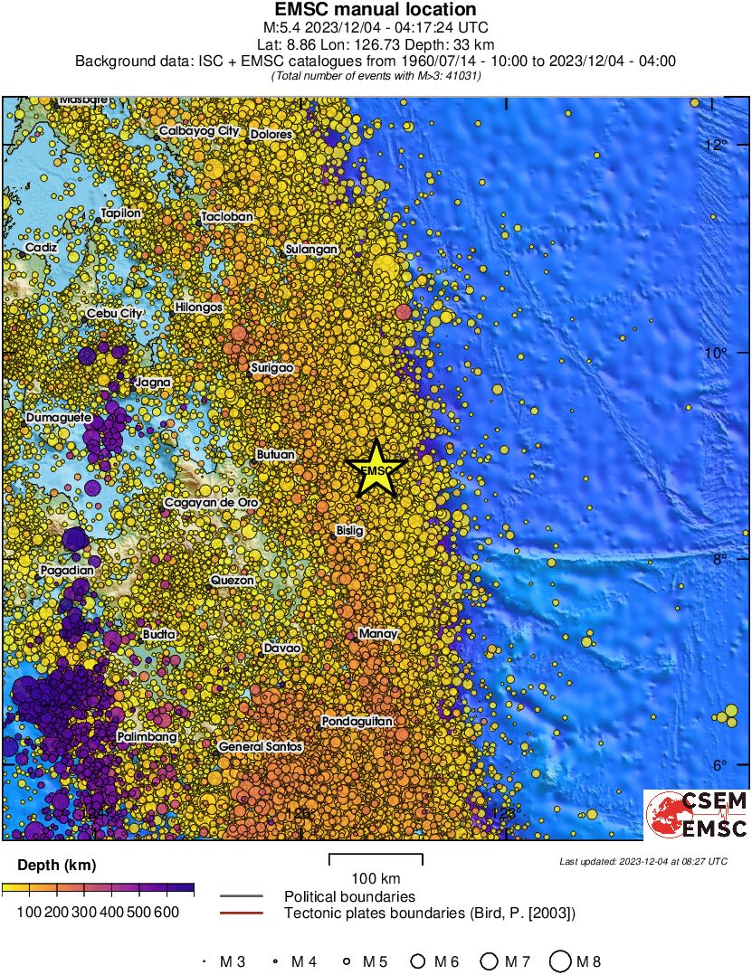 regional depth historical seismicity