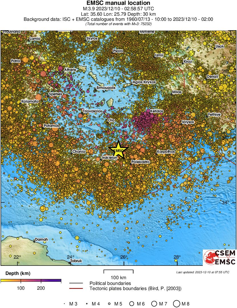 regional depth historical seismicity