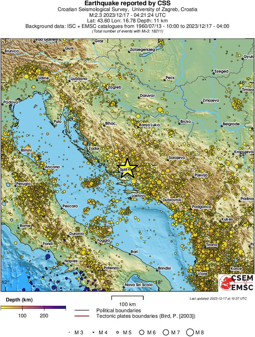 regional depth historical seismicity