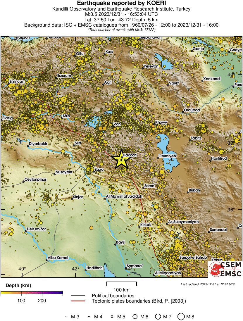 regional depth historical seismicity