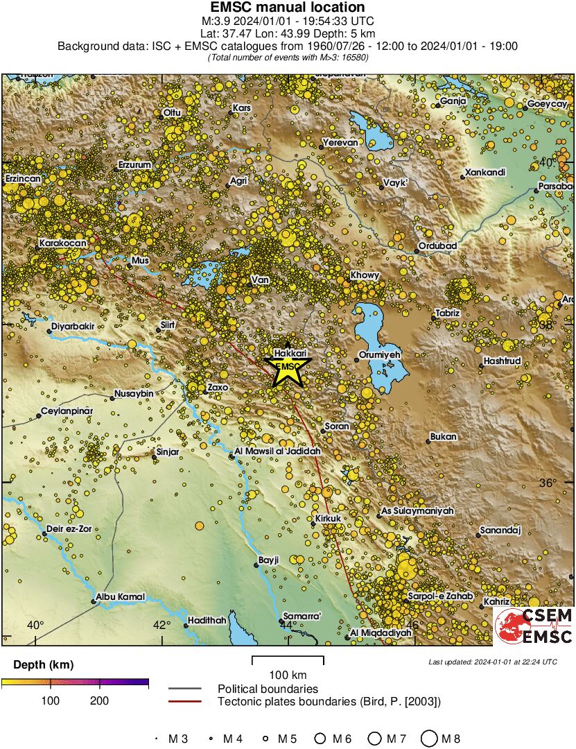 regional depth historical seismicity