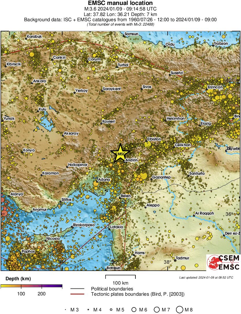 regional depth historical seismicity