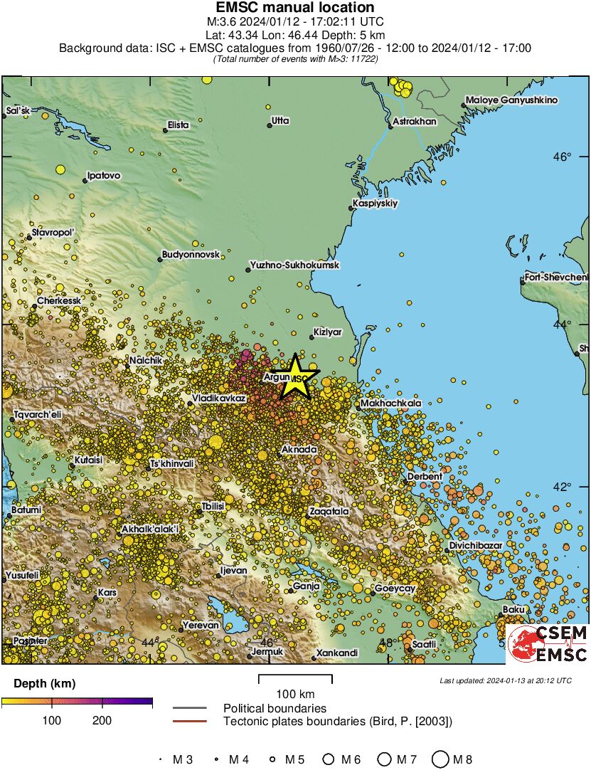 regional depth historical seismicity