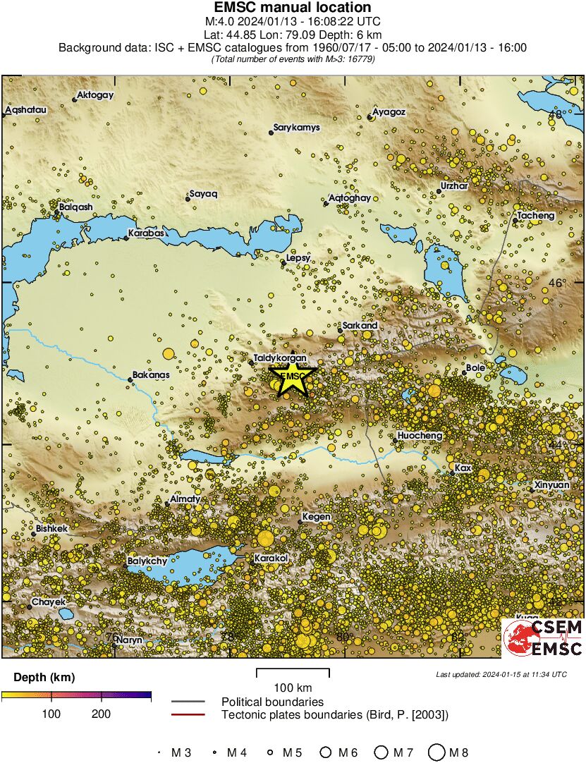 regional depth historical seismicity