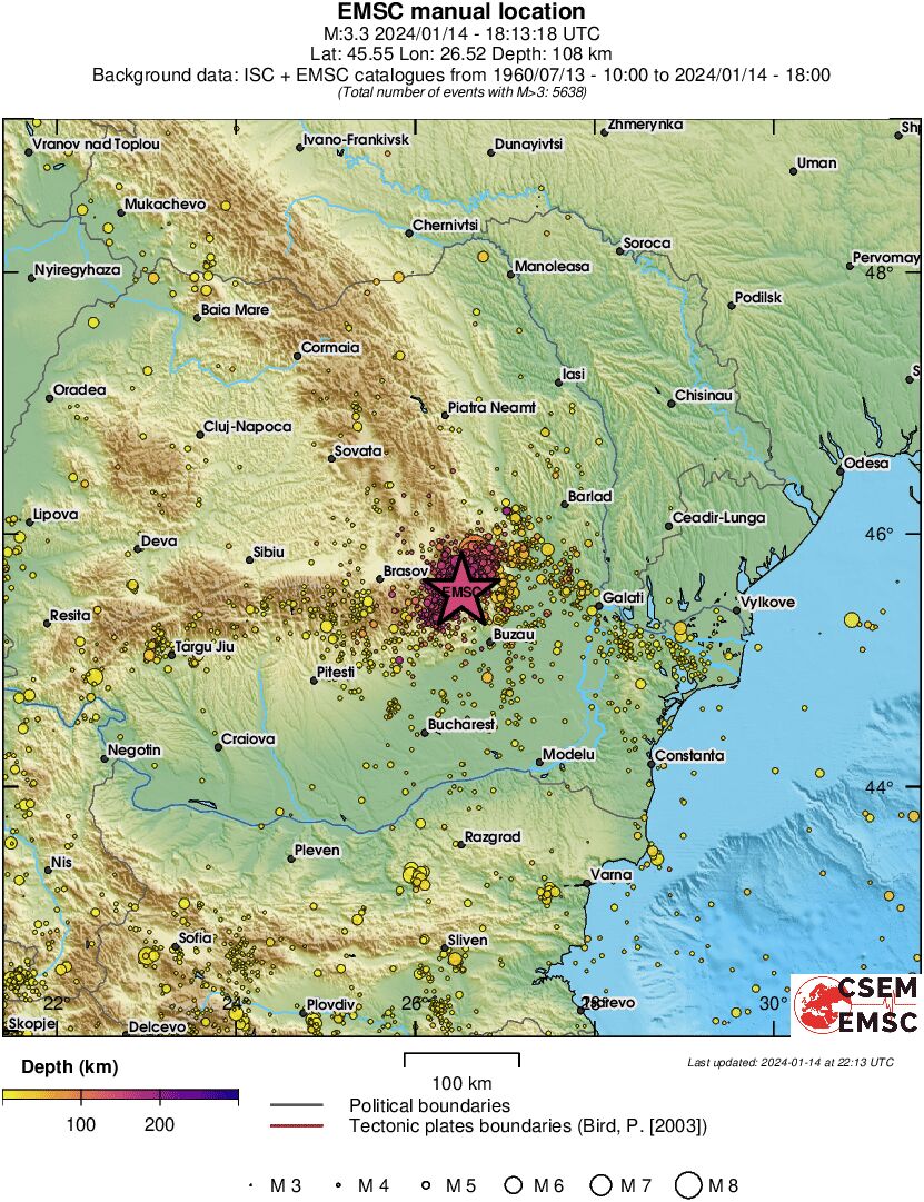 regional depth historical seismicity