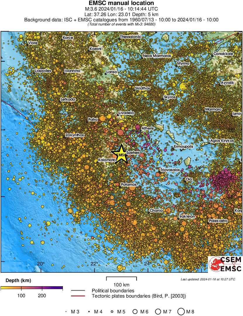 regional depth historical seismicity