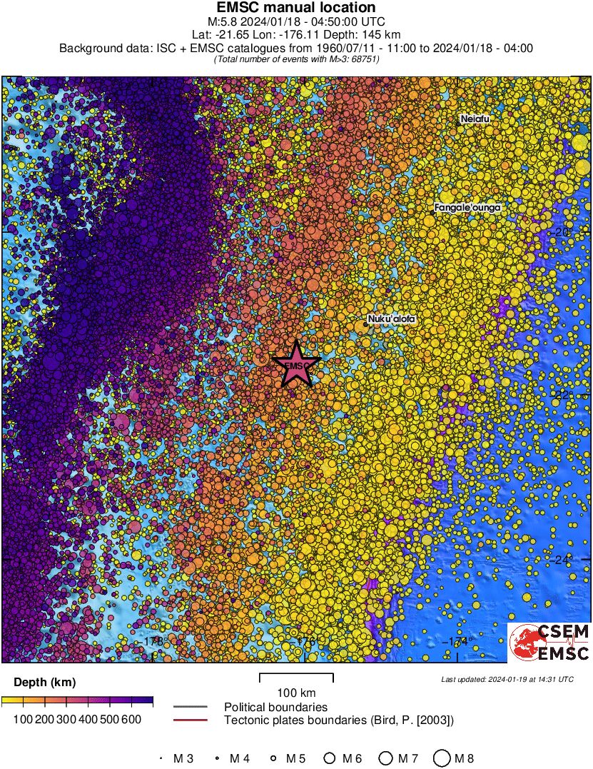 regional depth historical seismicity