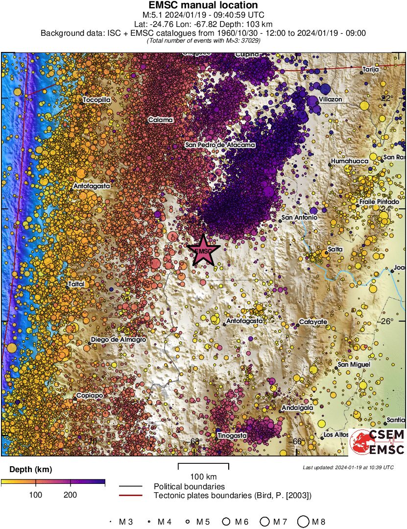regional depth historical seismicity