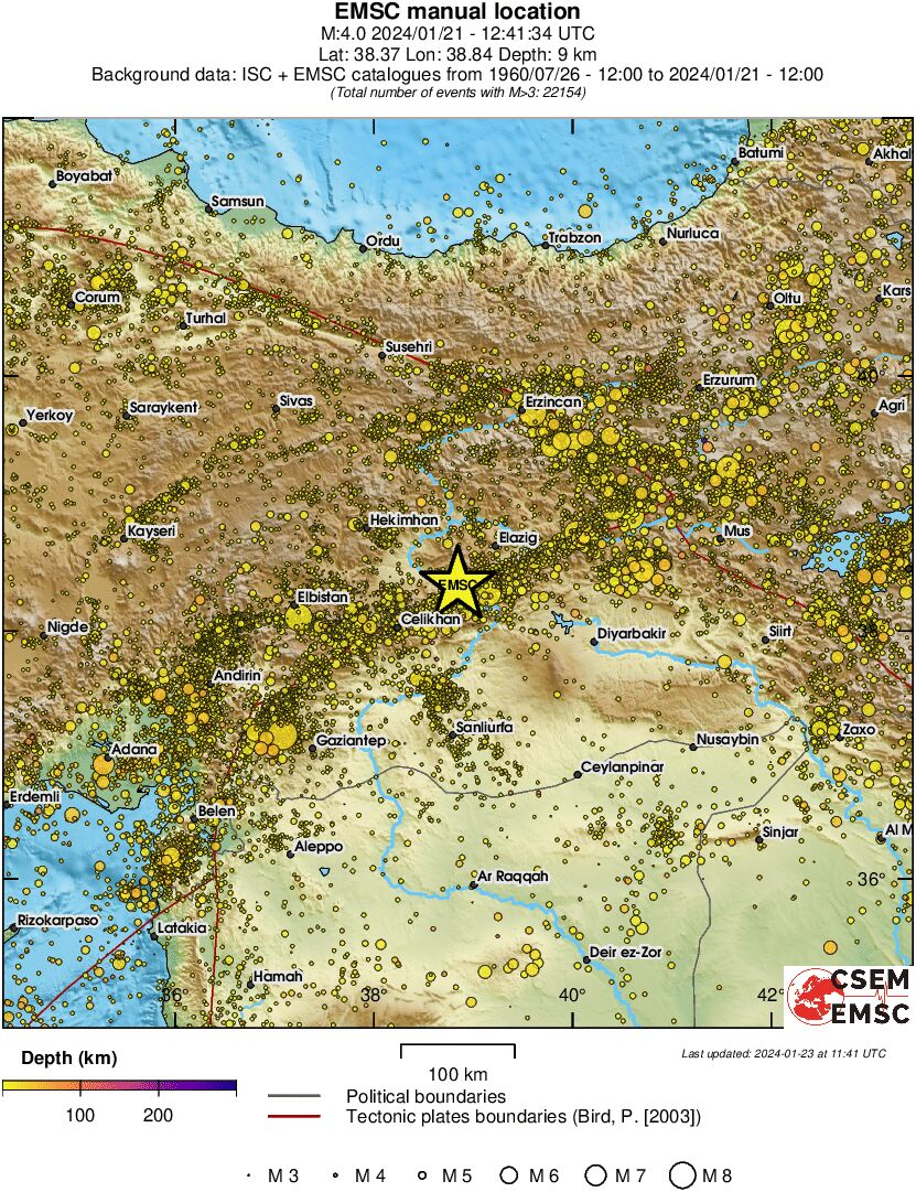 regional depth historical seismicity