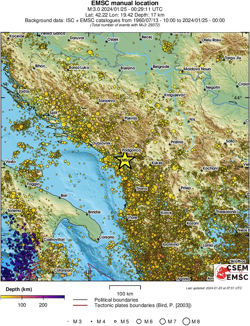 regional depth historical seismicity
