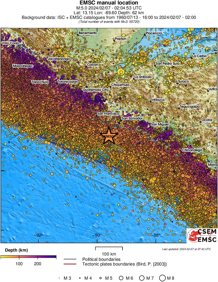 regional depth historical seismicity