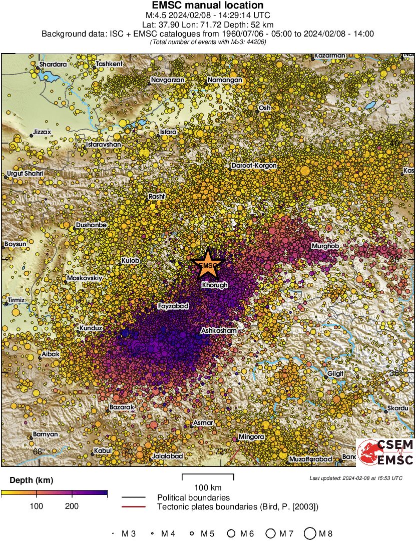 regional depth historical seismicity