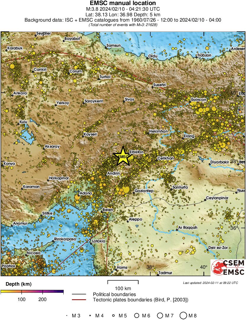 regional depth historical seismicity